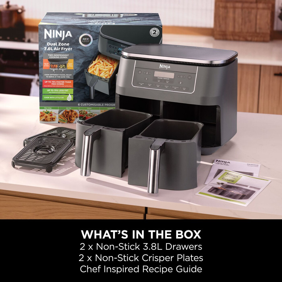 ninja 6-in-1 dual zone air fryer 7.6l dz300uk