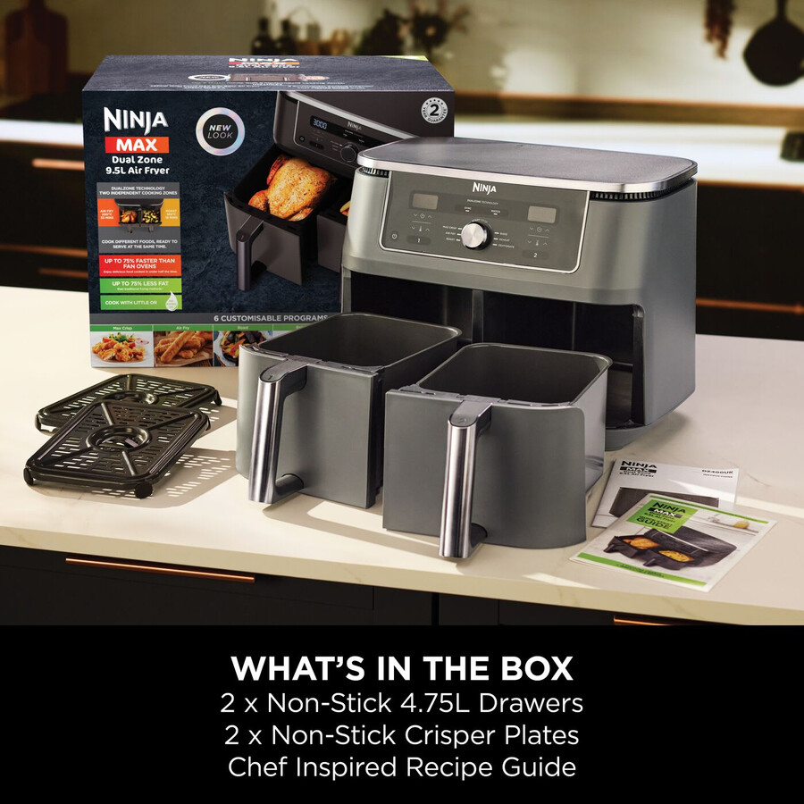 ninja max 6-in-1 dual zone air fryer 9.5l dz400uk