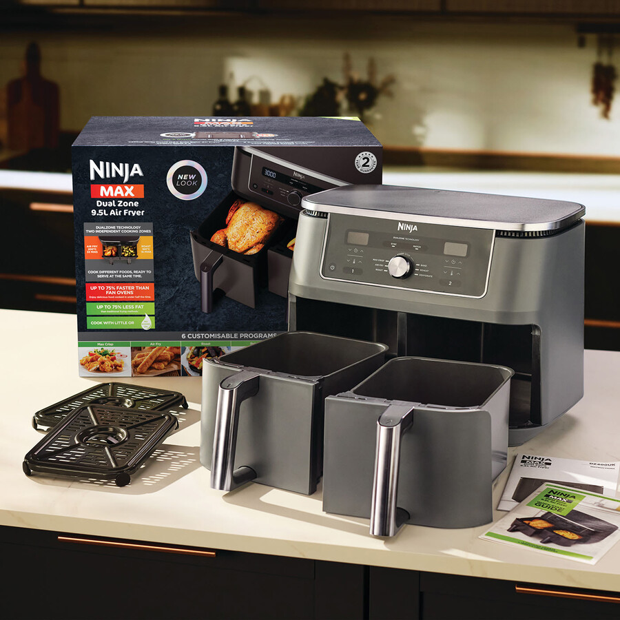 ninja max 6-in-1 dual zone air fryer 9.5l dz400uk