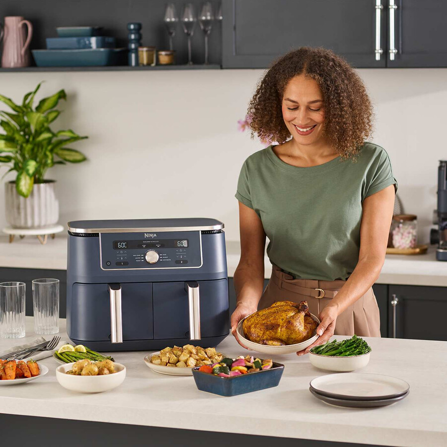 ninja max 6-in-1 dual zone air fryer 9.5l – cyber space dz400ukcyd