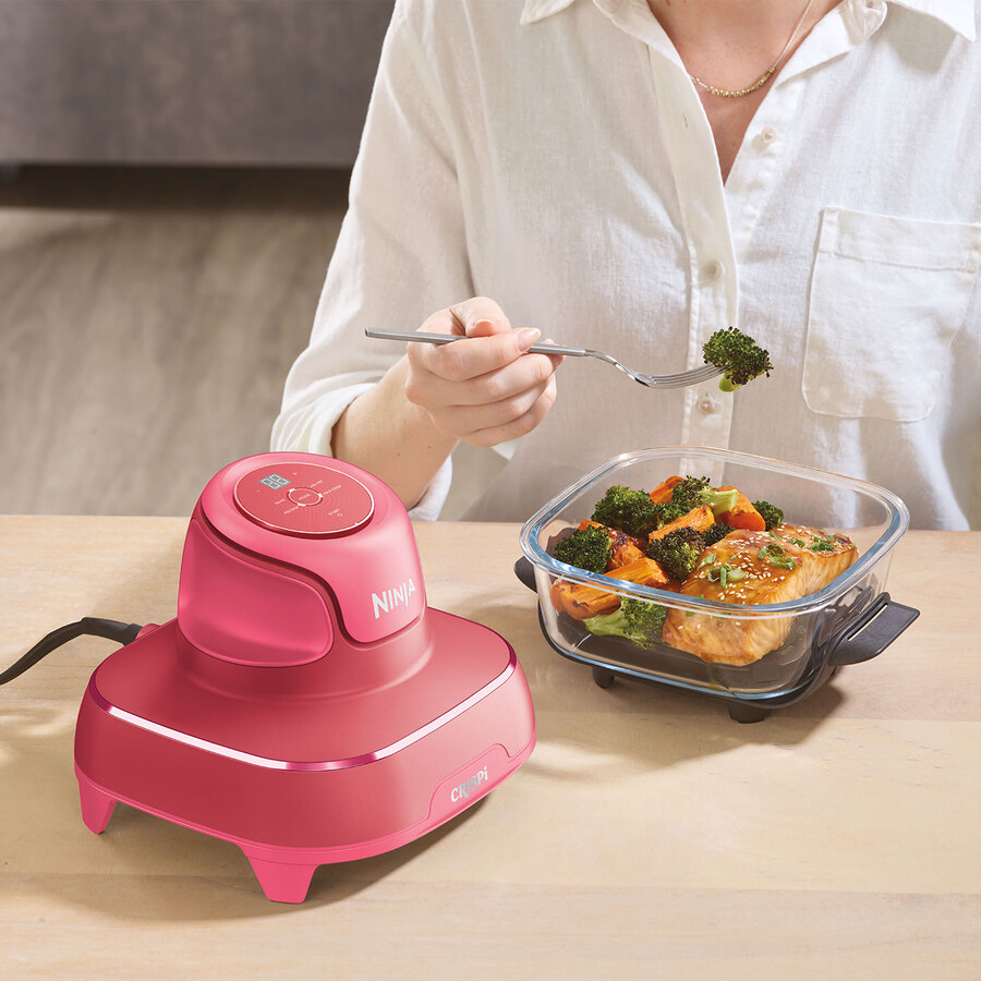 ninja crispi 4-in-1 portable small glass air fryer – cherry crush fn101ukdr
