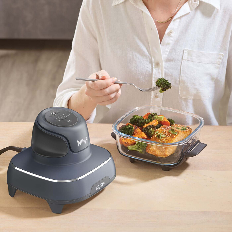 ninja crispi 4-in-1 portable glass air fryer - cyber space - family set