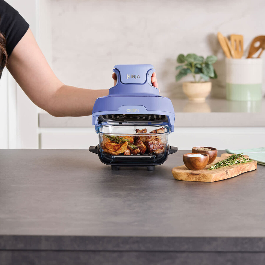 ninja crispi 4-in-1 portable glass air fryer - frosted lilac fn101ukpr