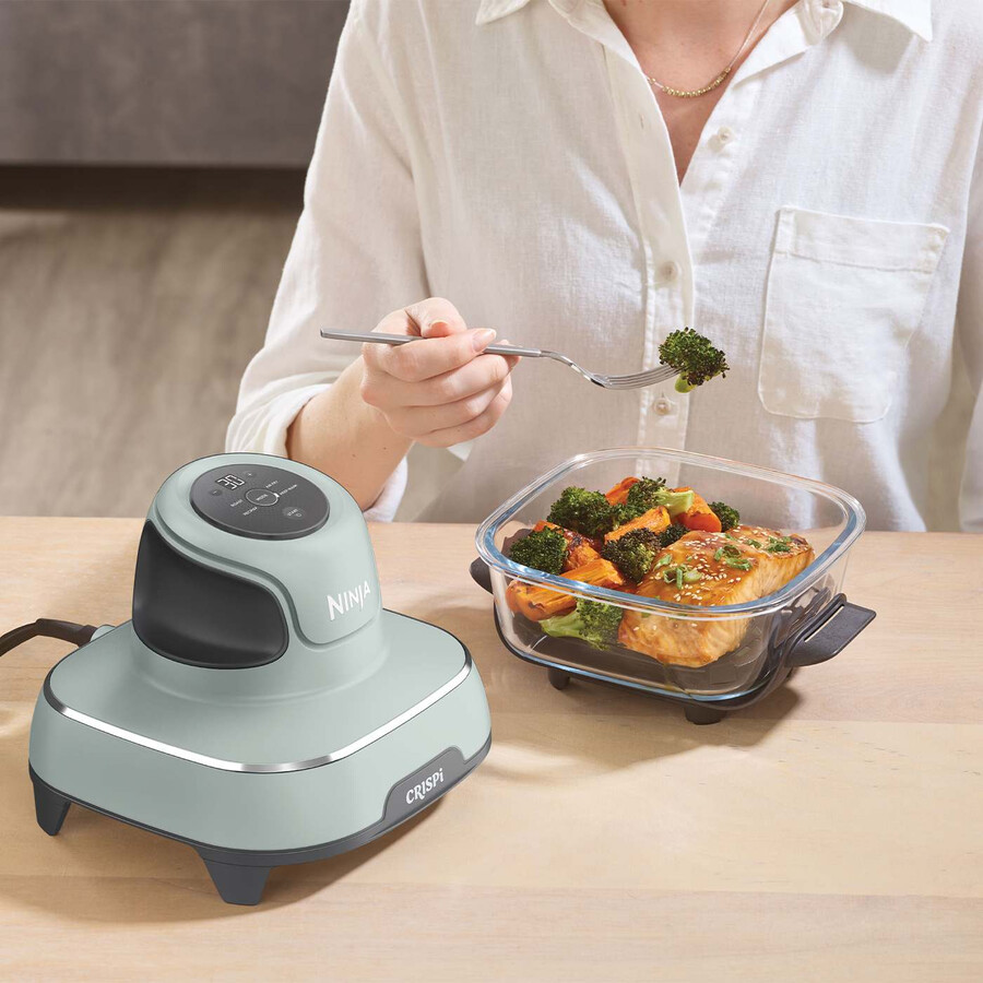 ninja crispi 4-in-1 portable glass air fryer meal prep set - sage