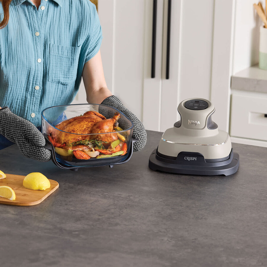 ninja crispi 4-in-1 portable glass air fryer meal prep set - stone