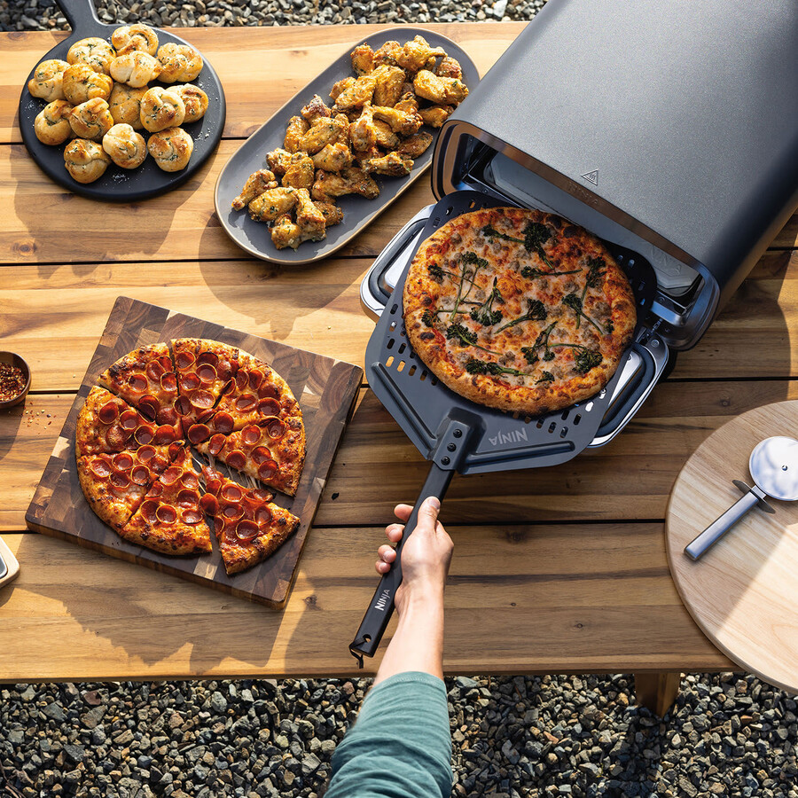 ninja artisan electric outdoor pizza oven air fryer stand and cover bundle
