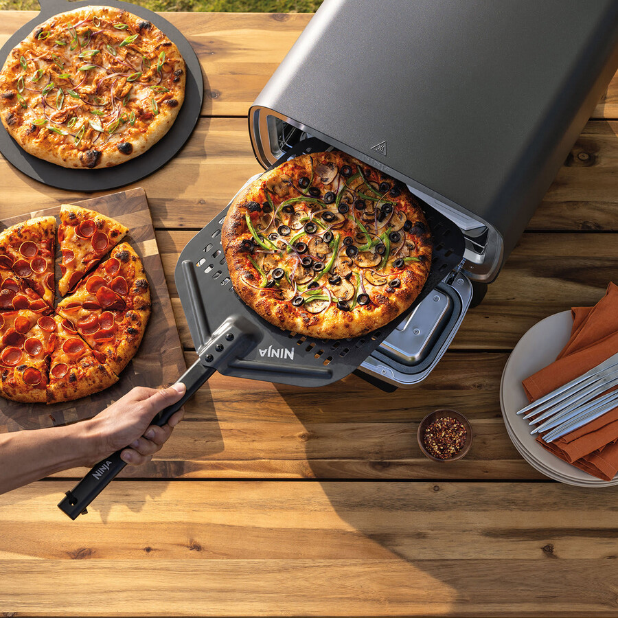 ninja artisan electric outdoor pizza oven air fryer stand and cover bundle
