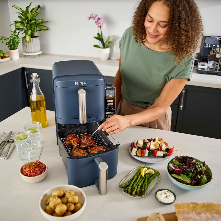 ninja double stack xl 2-level air fryer with smart cook system 9.5l cyber space sl451ukcyd