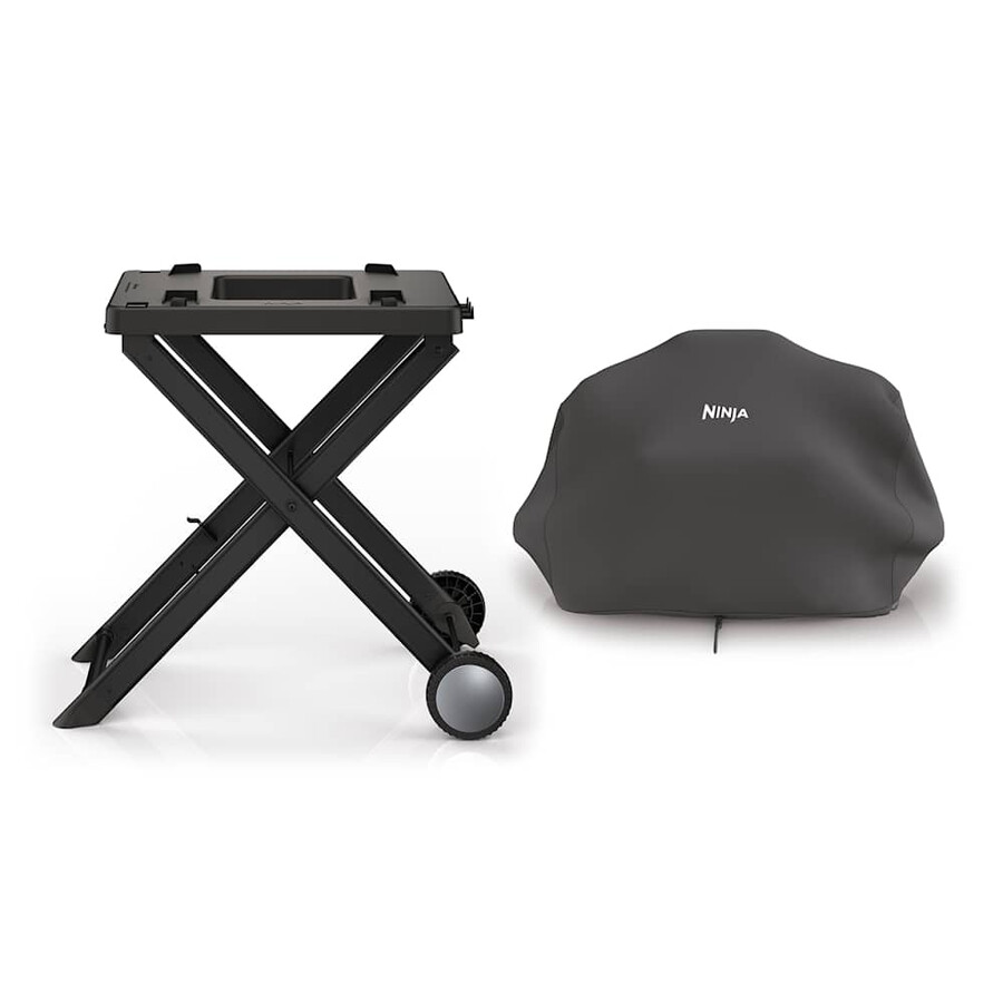 ninja woodfire electric bbq grill stand cover bundle
