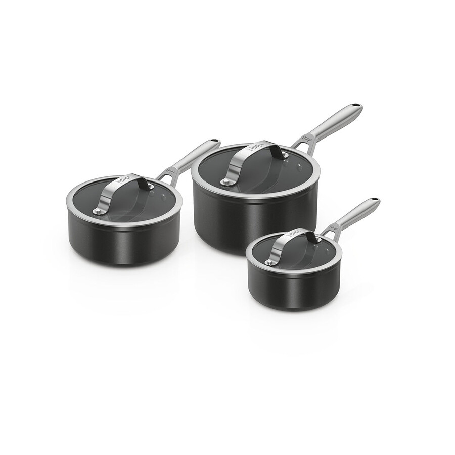 ninja zerostick ceramic pro 3-piece saucepan set – black