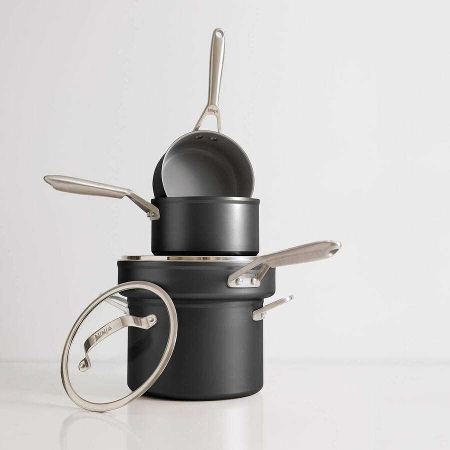 ninja zerostick ceramic pro 3-piece saucepan set – black