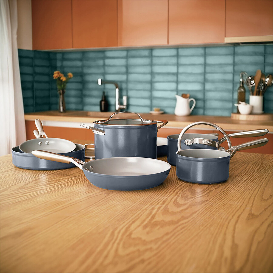 ninja zerostick ceramic pro - midnight blue - 4 frying pan piece set