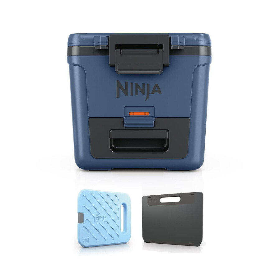 ninja frostvault 30qt28l wheeled cooler with dry zone lakeshore blue fb230ukbl