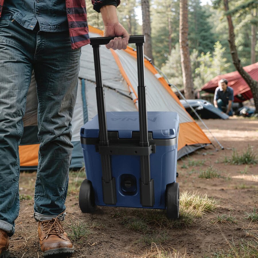 ninja frostvault 30qt28l wheeled cooler with dry zone lakeshore blue fb230ukbl