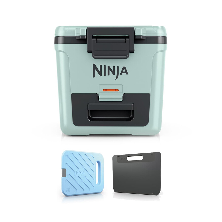ninja frostvault 30qt28l wheeled cooler with dry zone seafoam blue fb230ukmt