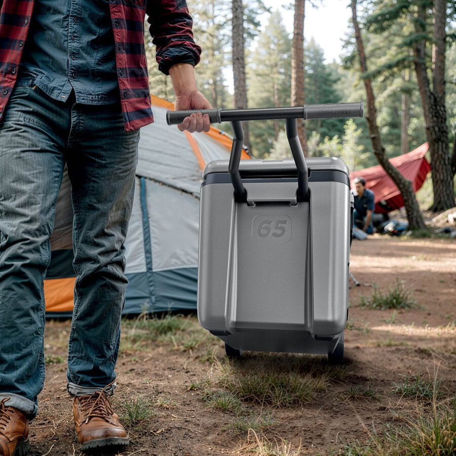 ninja frostvault 65qt61l wheeled cooler with dry zone slate grey fb265euukgy