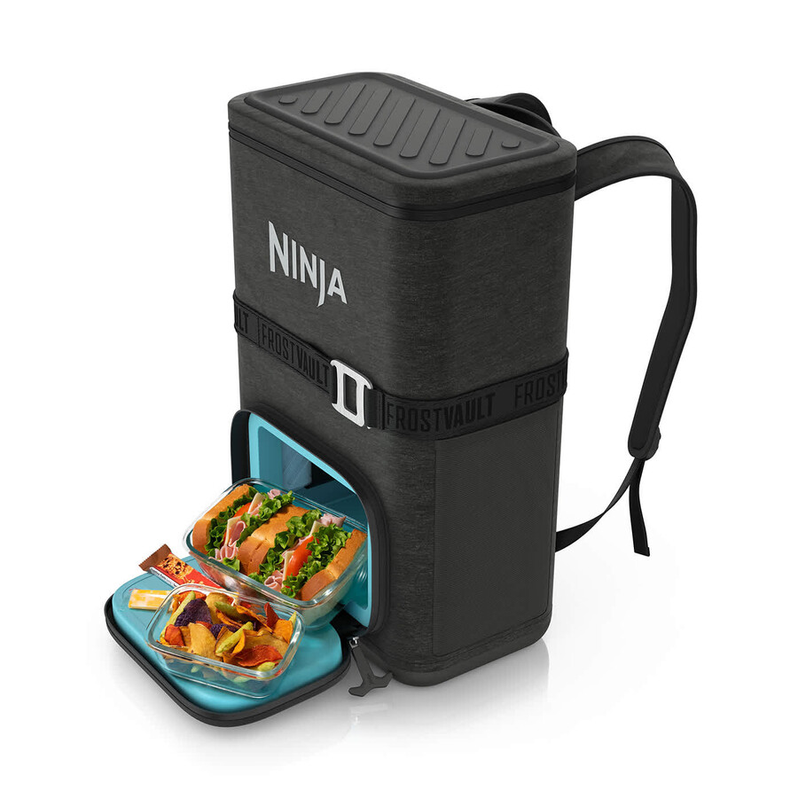 ninja frostvault go 17 litre 24-can backpack soft cooler - charcoal grey