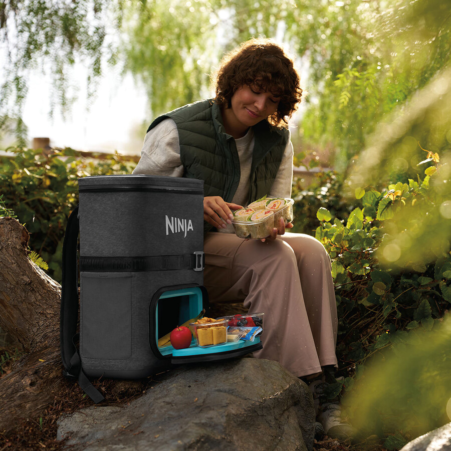 ninja frostvault go 17 litre 24-can backpack soft cooler - charcoal grey