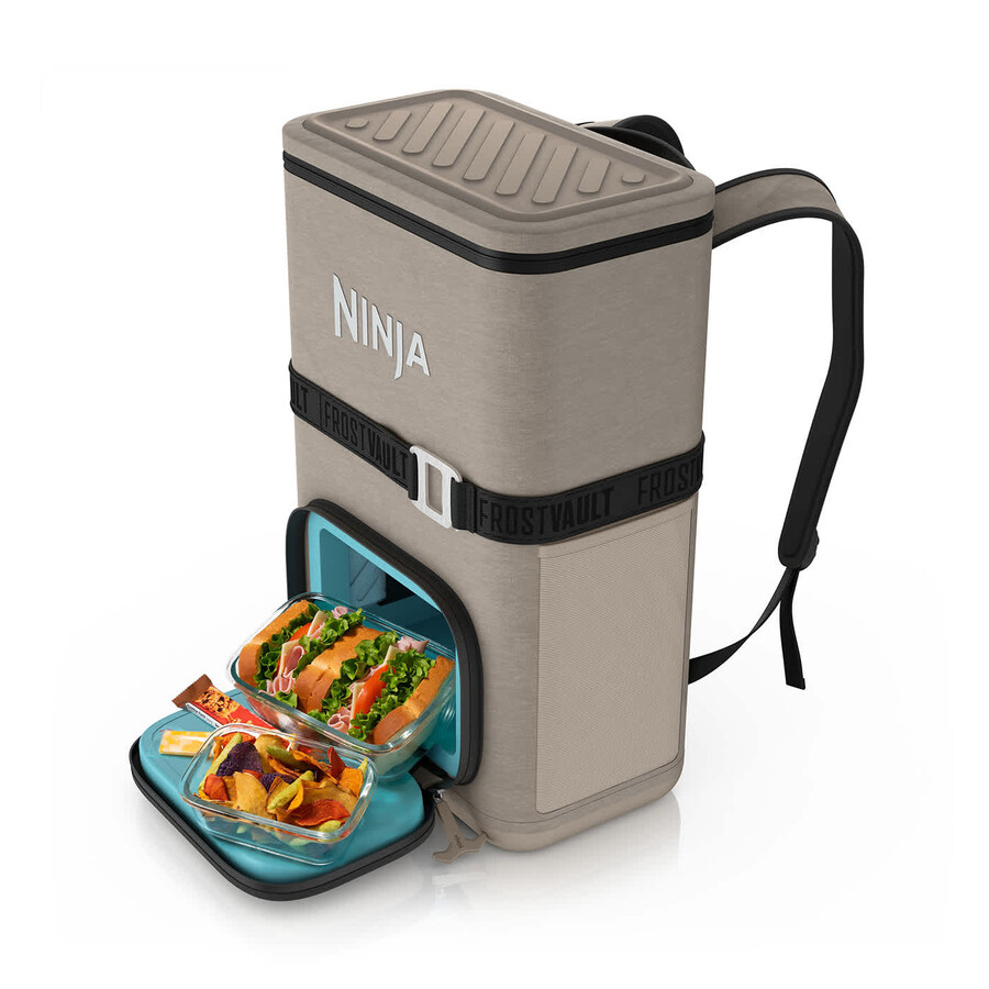 ninja frostvault go 17 litre 24-can backpack soft cooler - birch beige