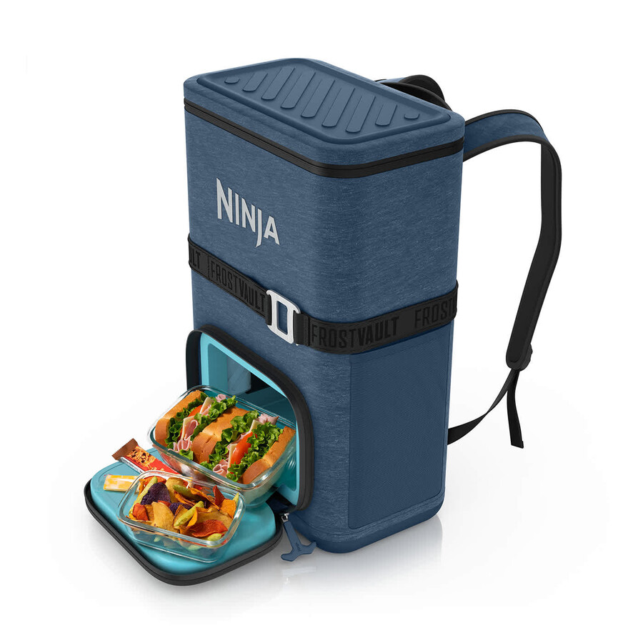 ninja frostvault go 17 litre 24-can backpack soft cooler - lakeshore blue