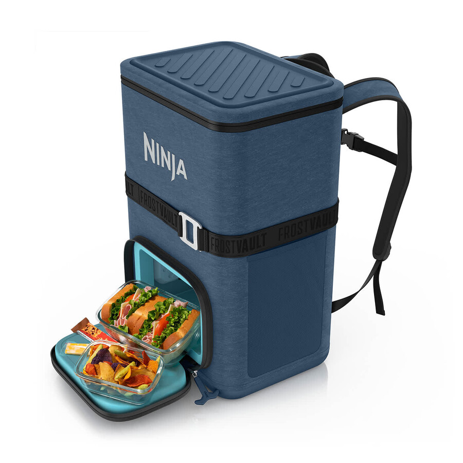 ninja frostvault go 23 litre 36-can backpack soft cooler - lakeshore blue
