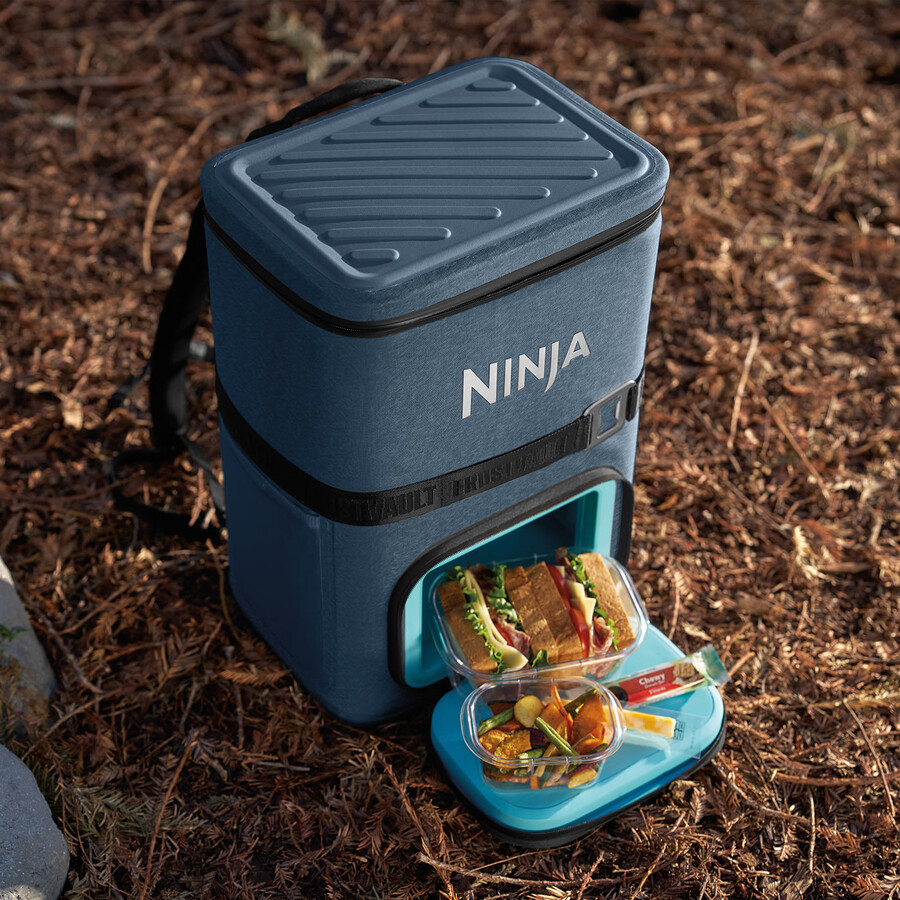 ninja frostvault go 23 litre 36-can backpack soft cooler - lakeshore blue