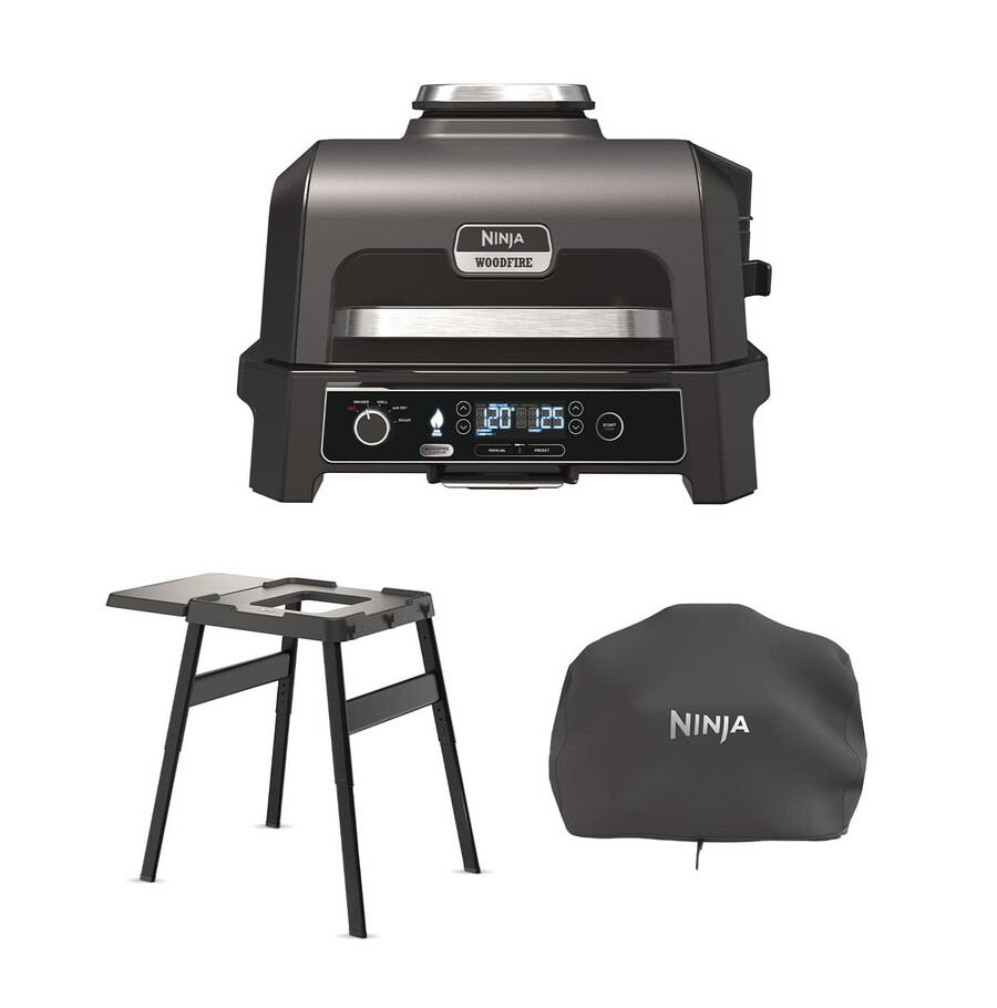 ninja woodfire pro xl electric bbq grill smoker with stand cover