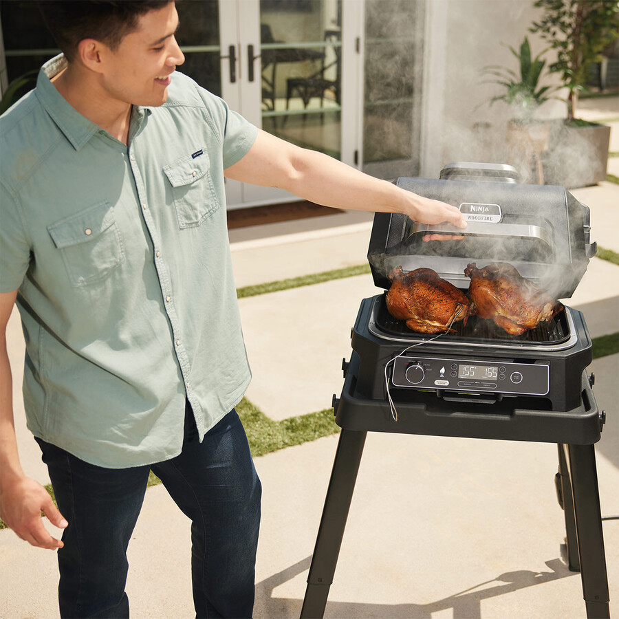 ninja woodfire pro xl electric bbq grill smoker with stand cover