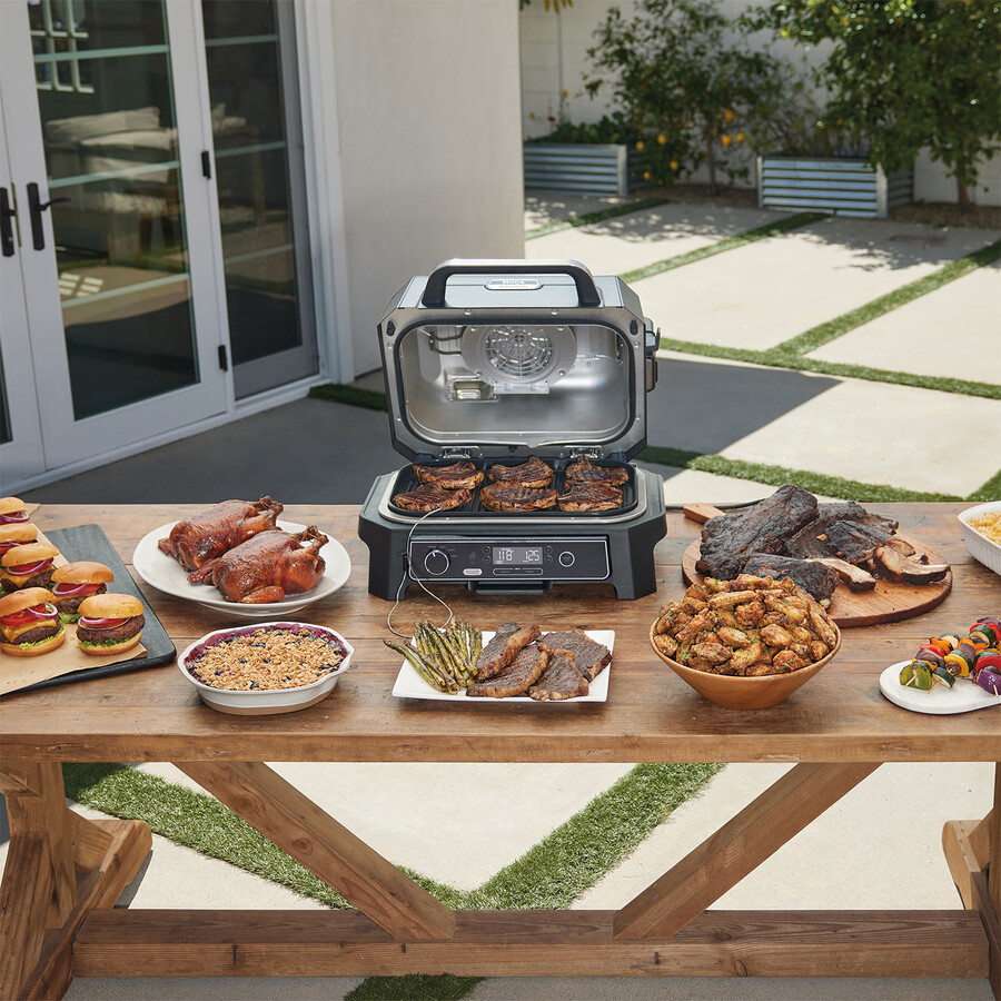 ninja woodfire pro xl electric bbq grill smoker with stand cover