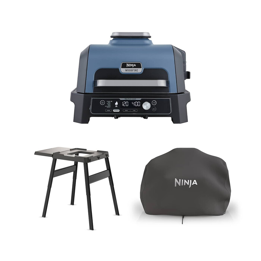 ninja woodfire pro connect xl electric bbq grill smoker with stand cover