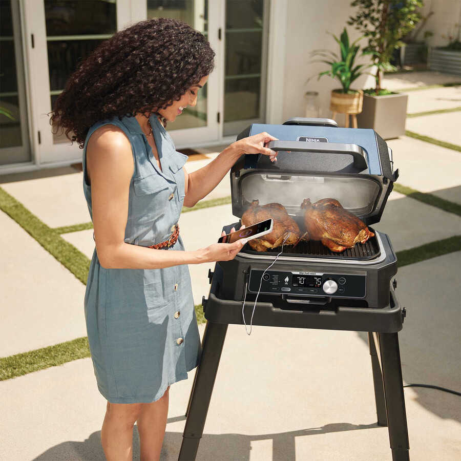 ninja woodfire pro connect xl electric bbq grill smoker with stand cover