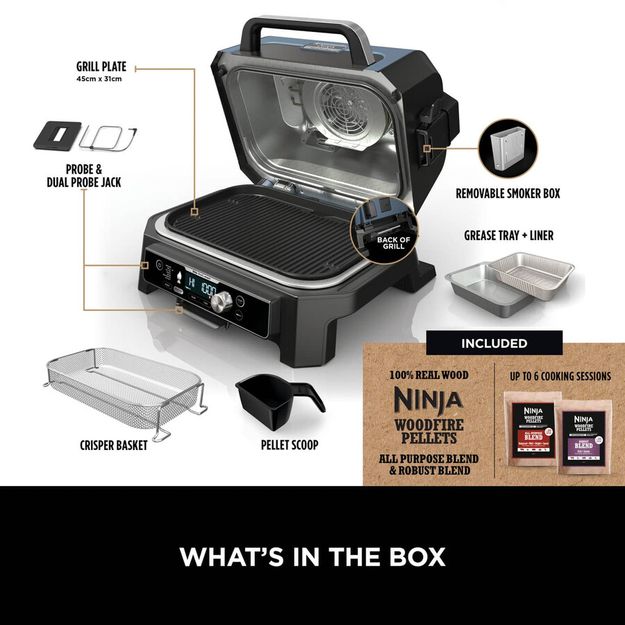 ninja woodfire pro connect xl electric bbq grill smoker