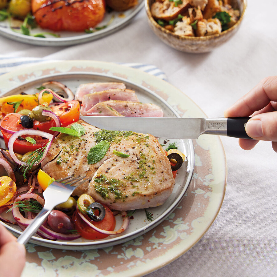 ninja foodi health grill and steak knives bundle - ag551steak