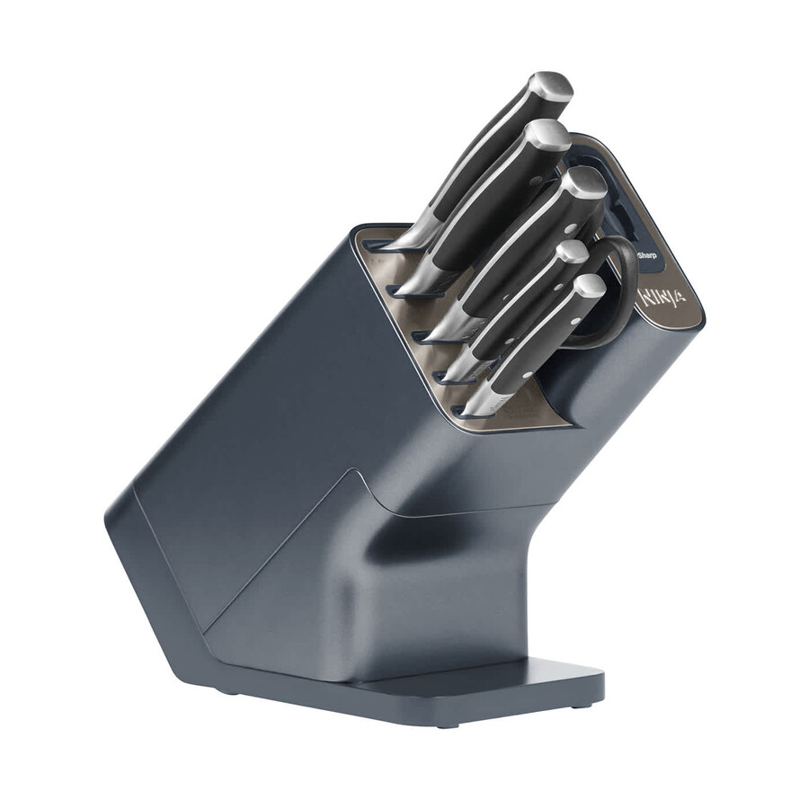 ninja foodi staysharp knife block with integrated sharpener – 6-piece set cyber space k32006ukcyd