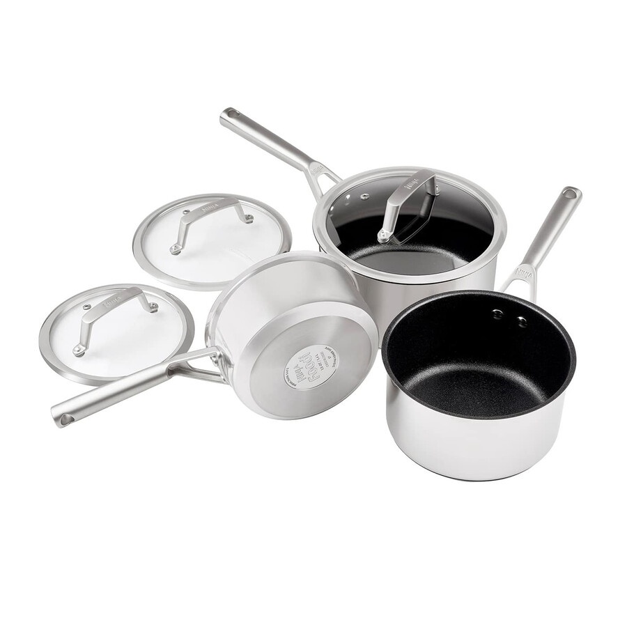 ninja zerostick stainless steel 3-piece pan set - c63000uk