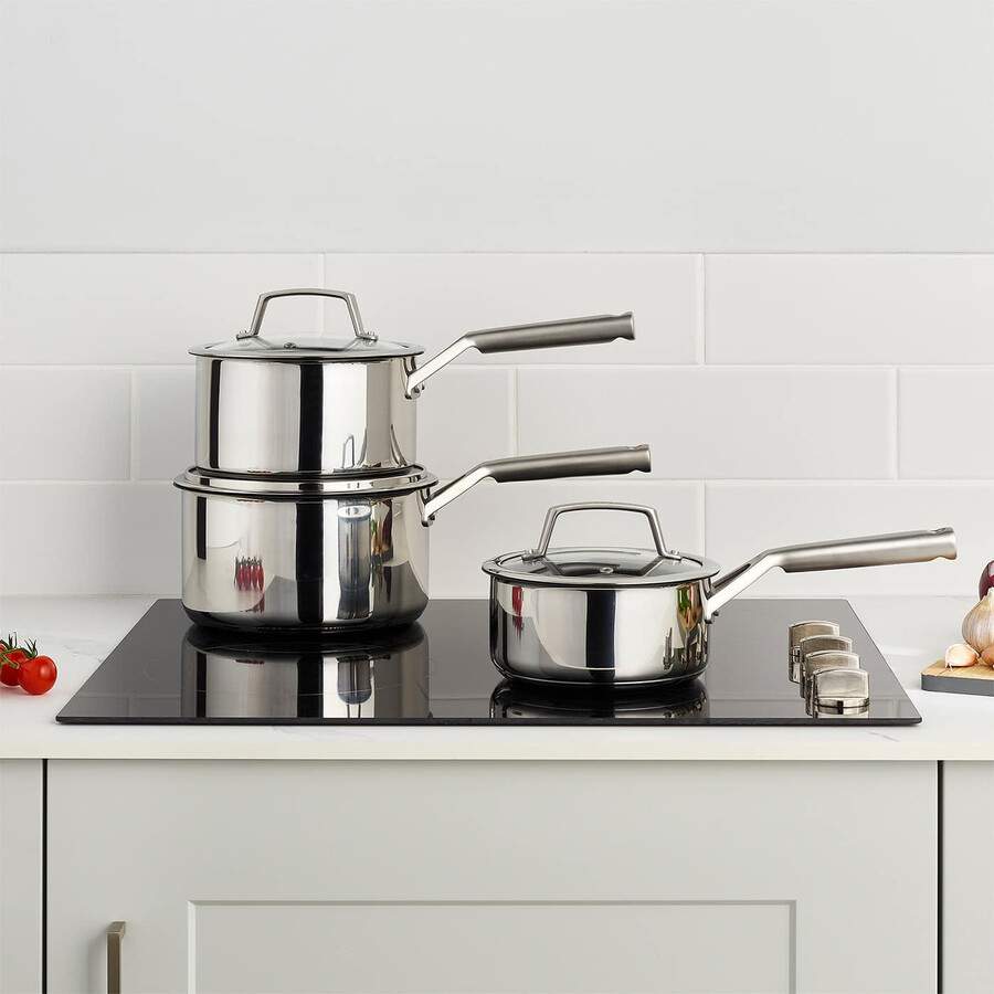 ninja zerostick stainless steel 3-piece pan set - c63000uk