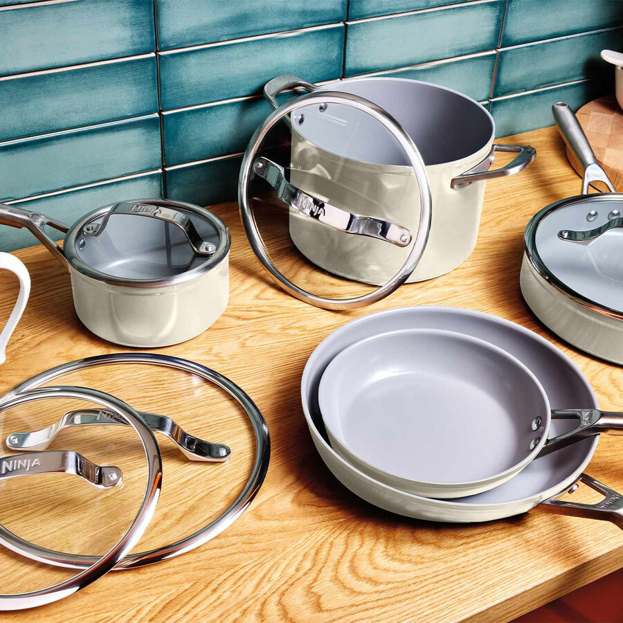 ninja ceramic pro 3-piece saucepan set – stone
